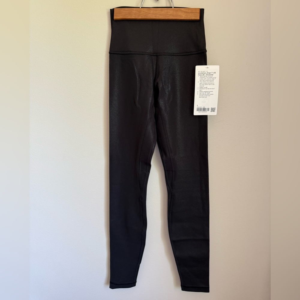 New Lululemon Align High Rise Shimmer Black Leggings